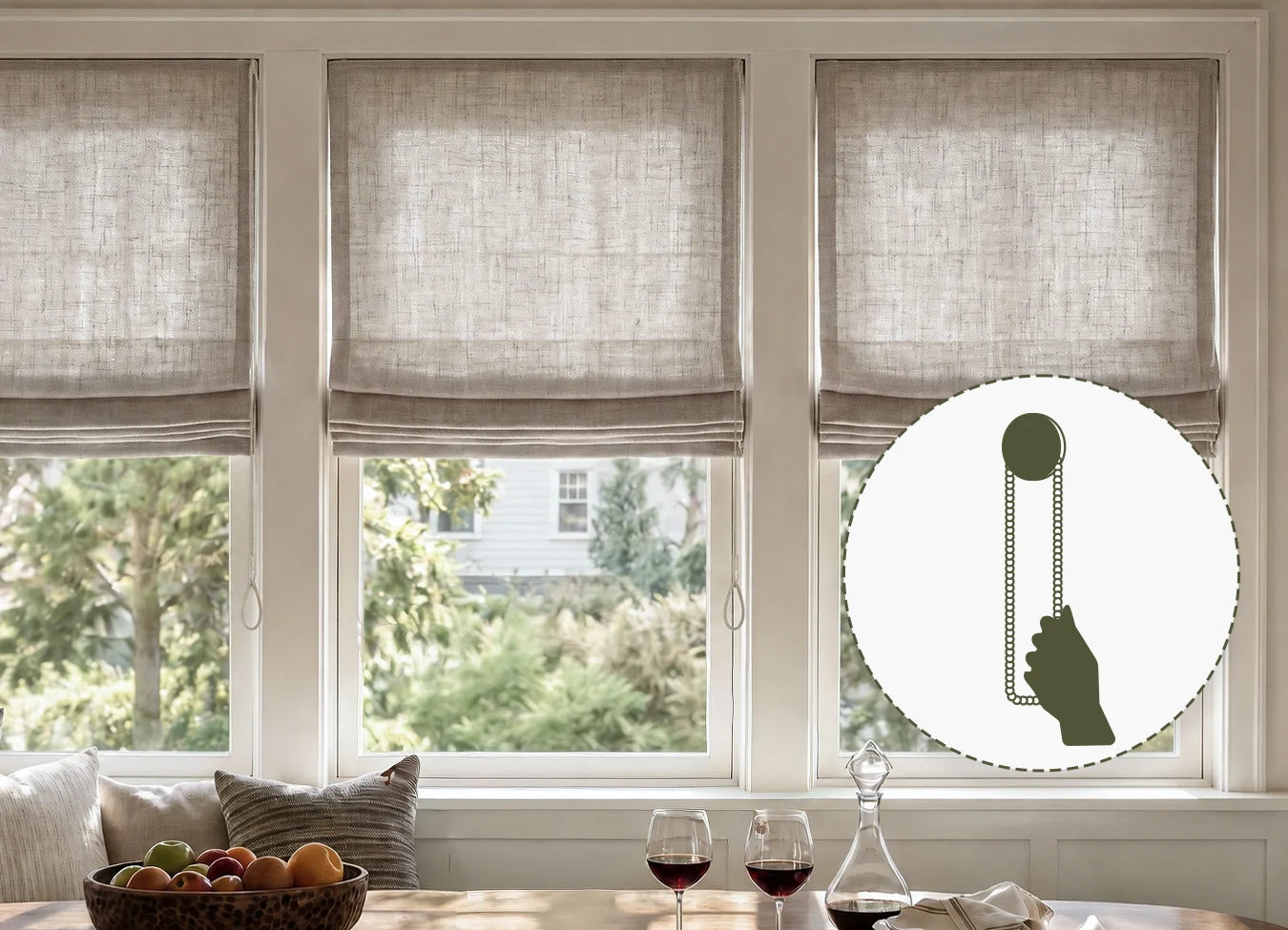 Cord lift system for Roman shade
