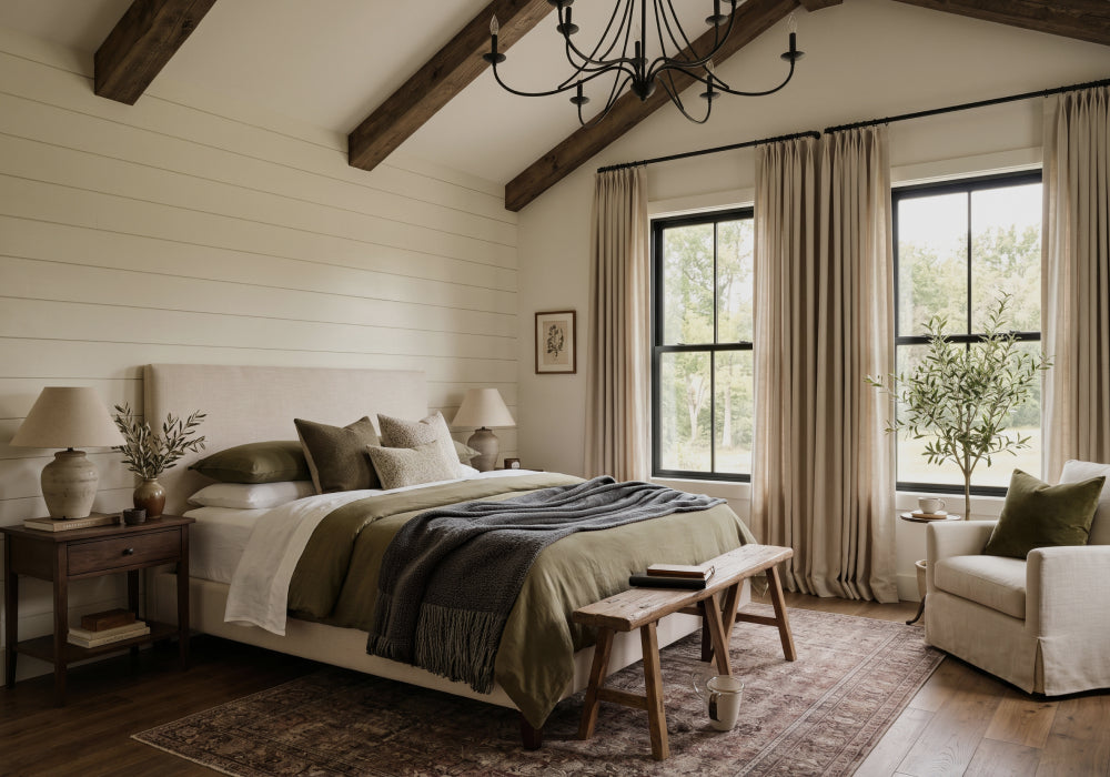 Curtains, hardware and furnitures in harmony