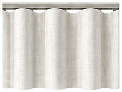 ripple fold curtains framing a bright window in a neutral interior, in a centered composition.
