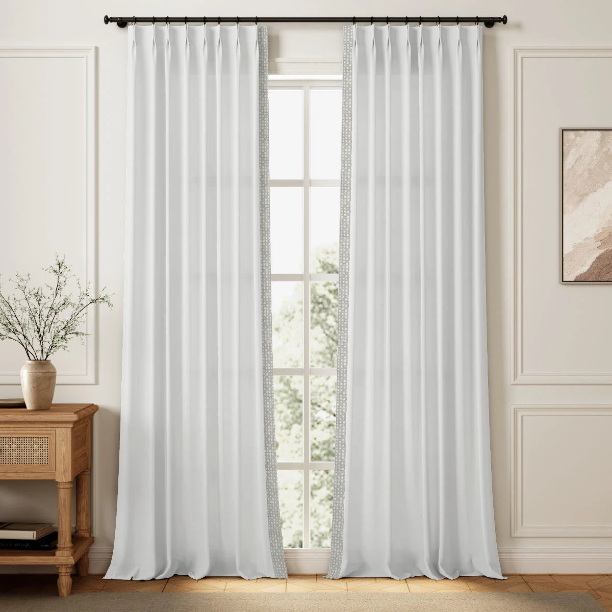 Aria 100% Linen Curtain Pinch Pleat with Trim (Sold per Pair)