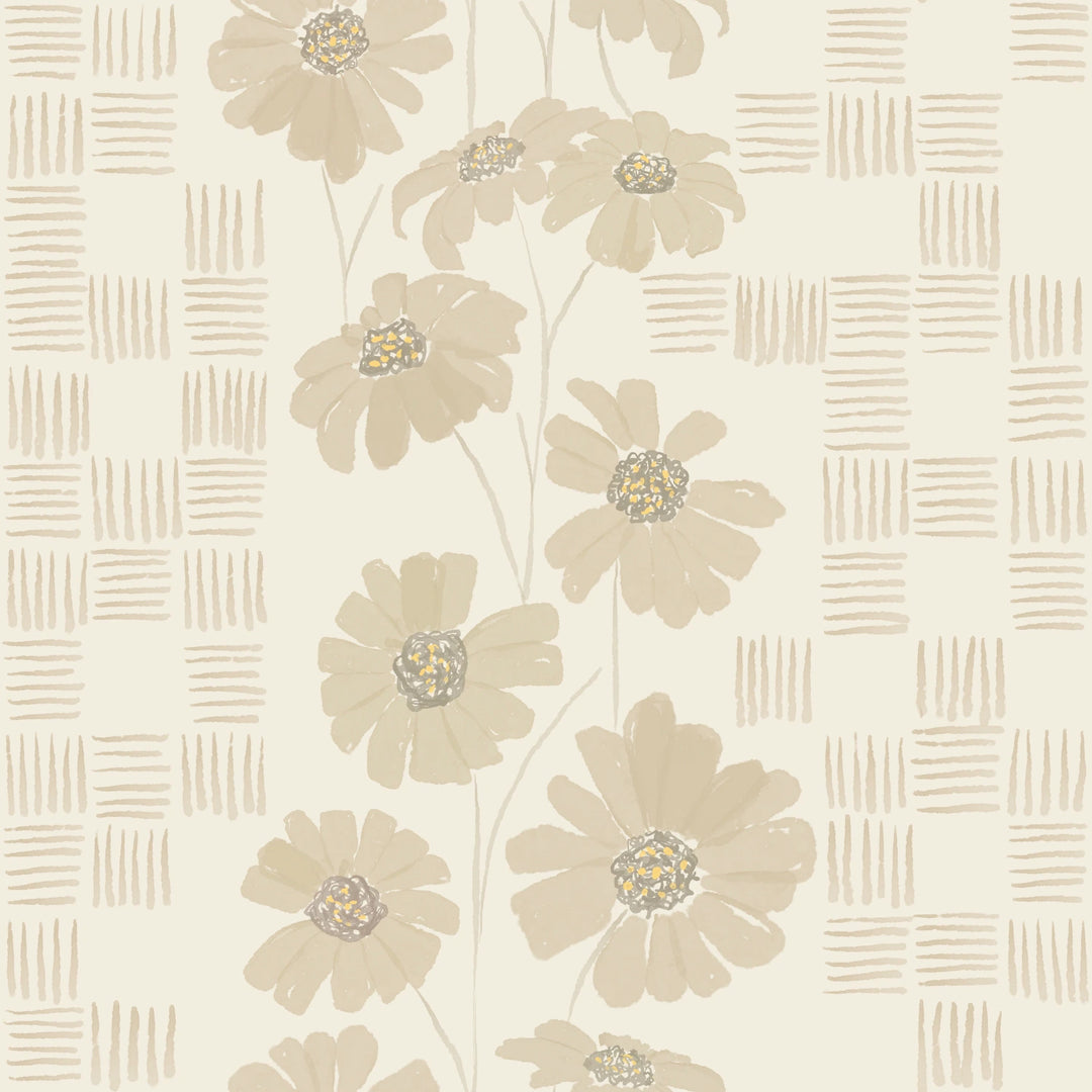 Belles Fleurs - Oatmeal Daisy fabric swatch by Brenda Pacheco