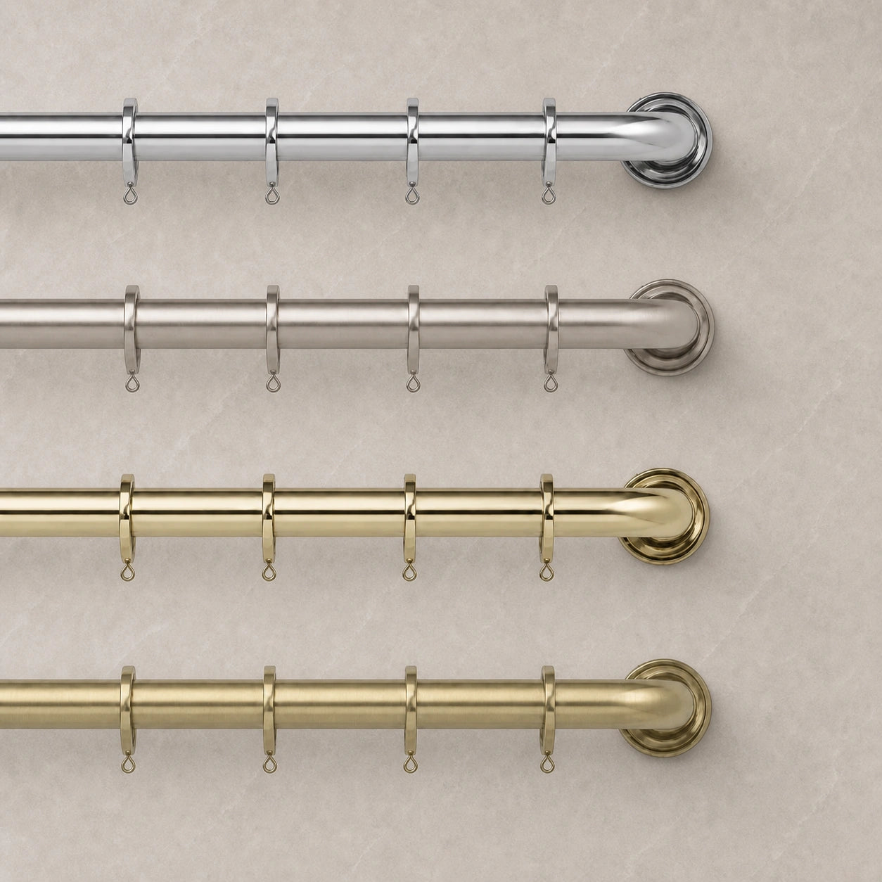 Carnac Brass French Return Curtain Rod with Rings