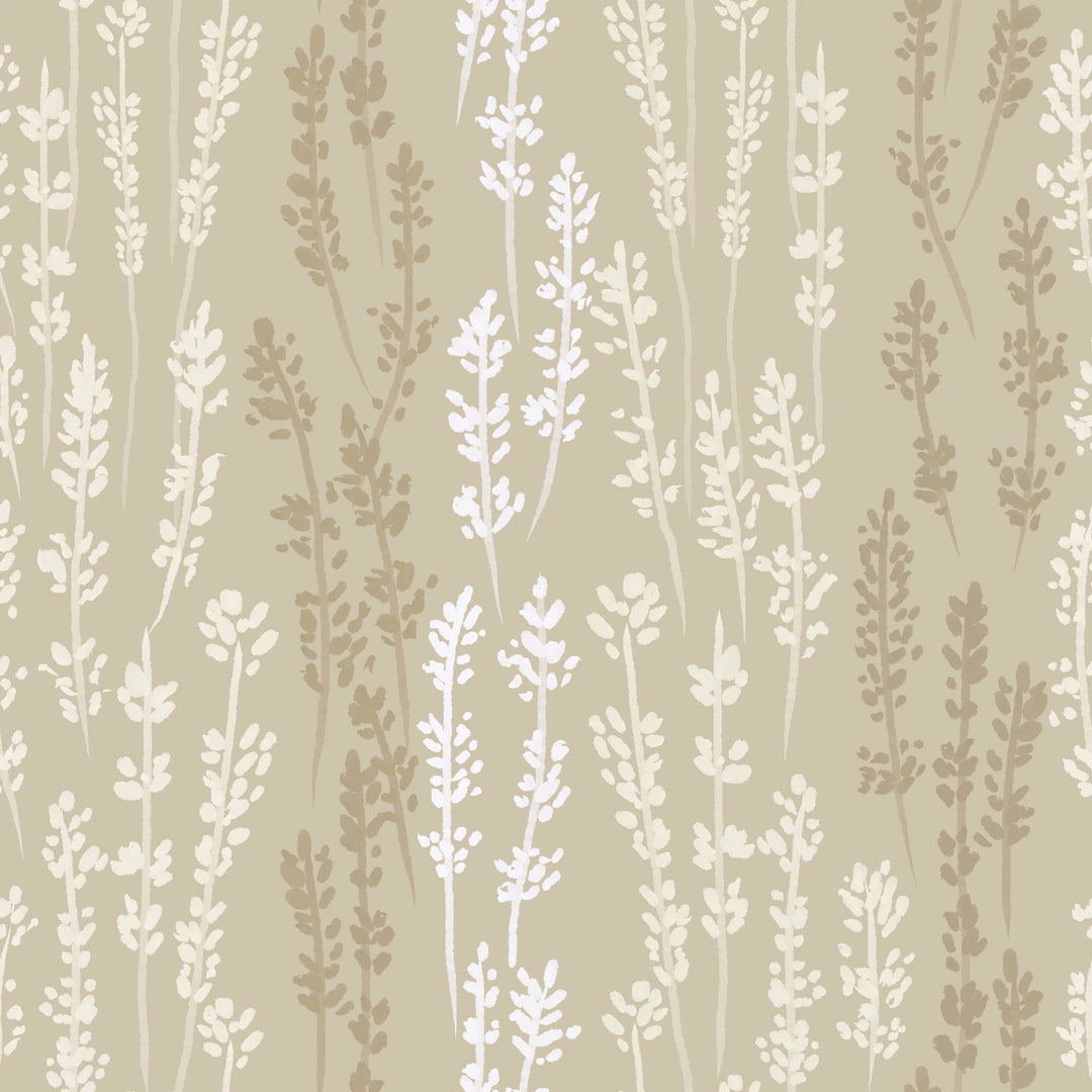 Champs de Lavande - Taupe Lavender fabric swatch by Brenda Pacheco