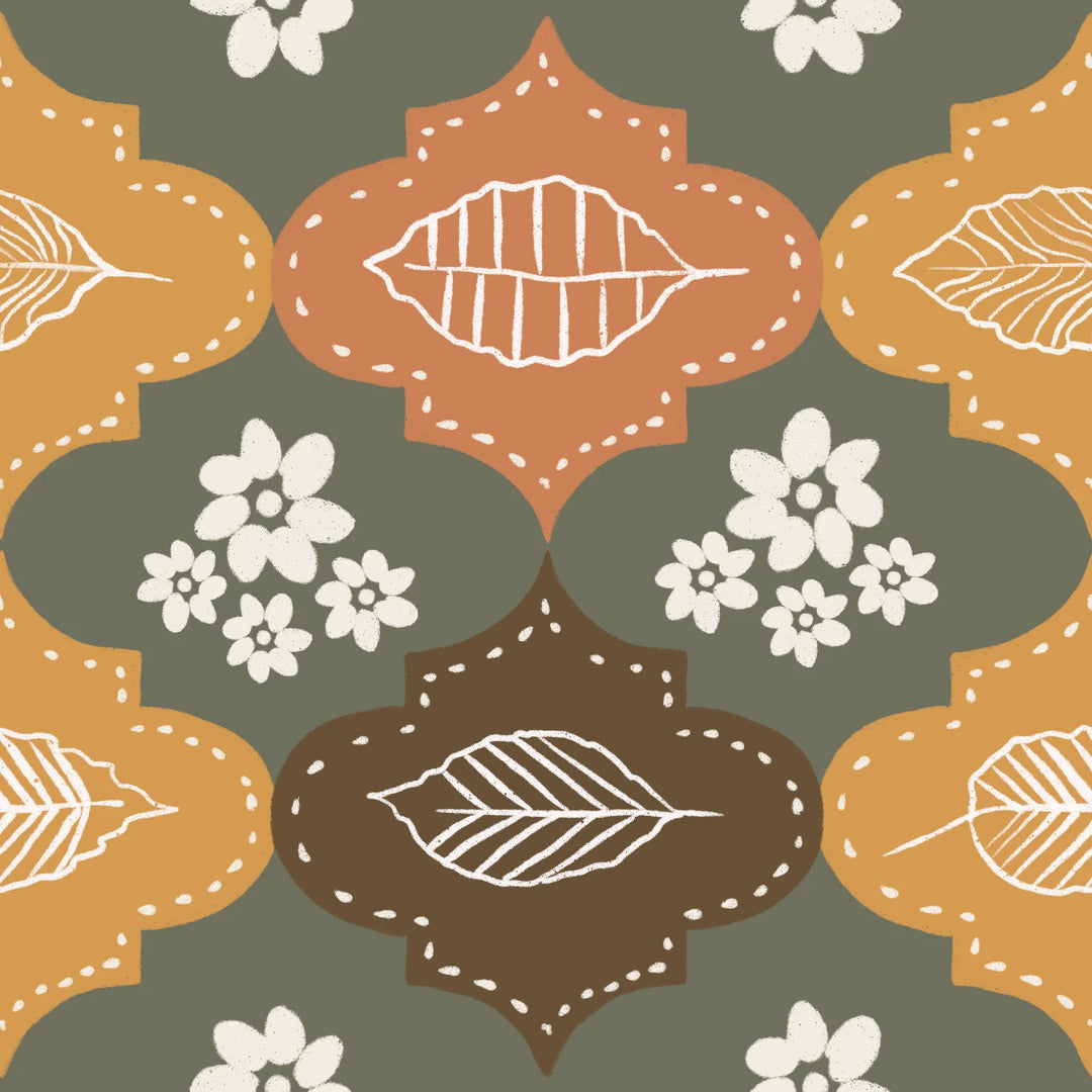 Cozy Time - Charcoal Lantern Tile fabric swatch by Brenda Pacheco