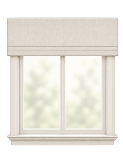 flat Roman shade partially lowered over a bright window, in a full product view.