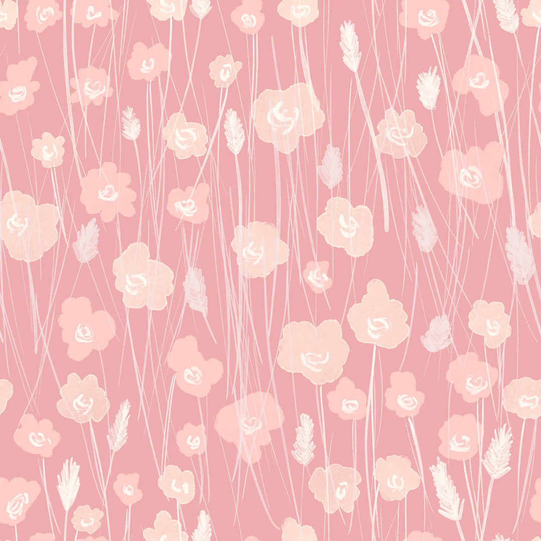 Fleurs Sauvages - Rose Poppy Rain fabric swatch by Brenda Pacheco
