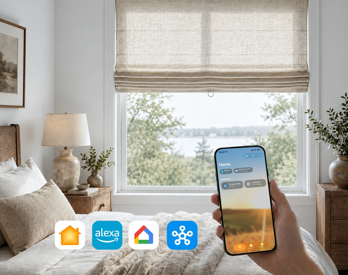 App control for motorized Roman shade