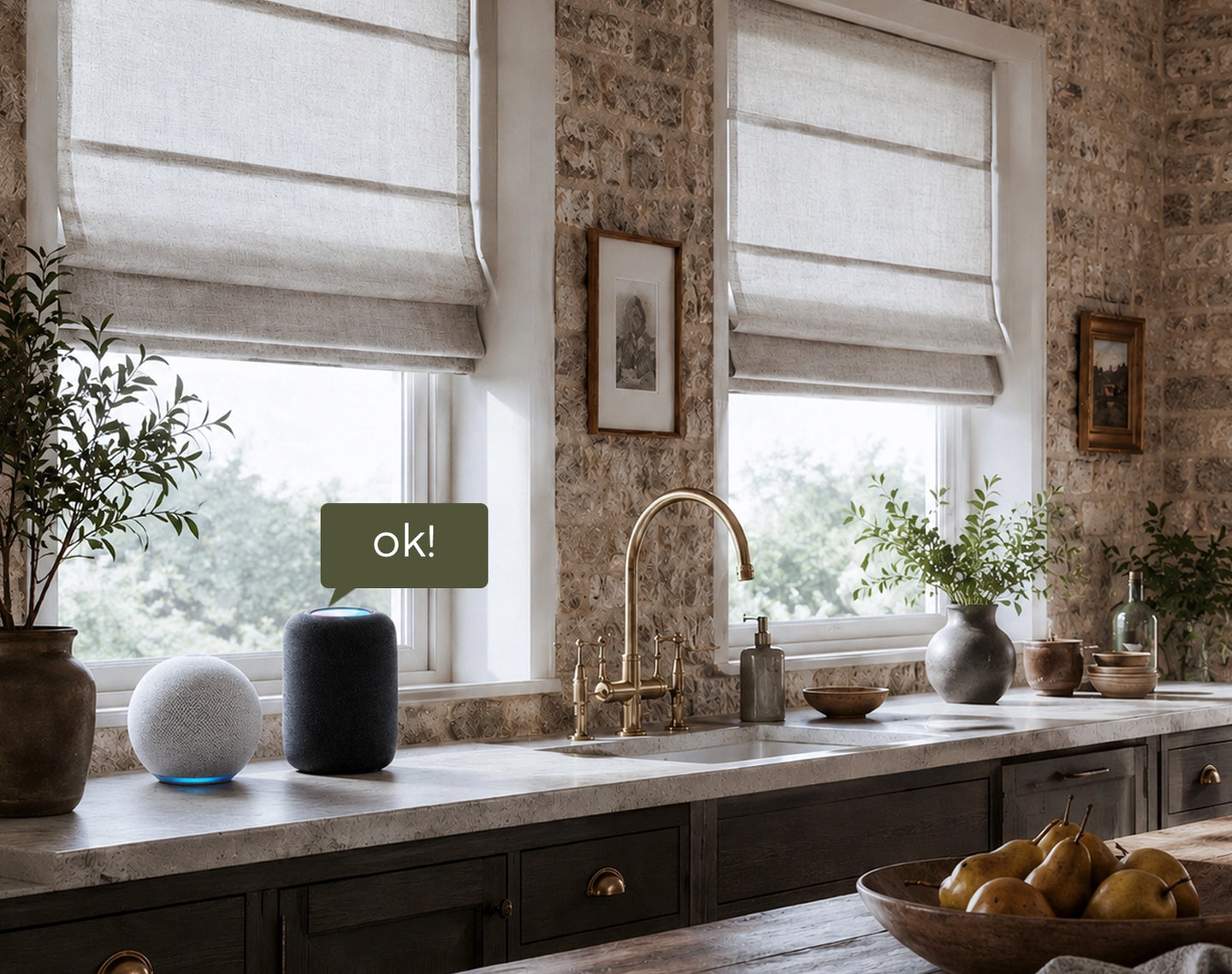 Voice control for motorized Roman shade