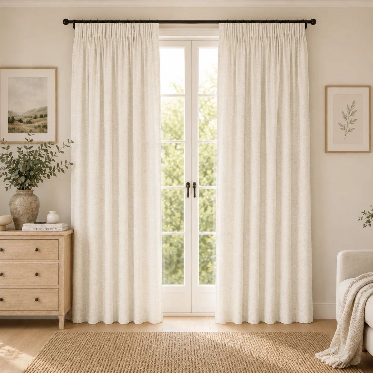 Aria 100% Linen Pencil Pleat Curtain