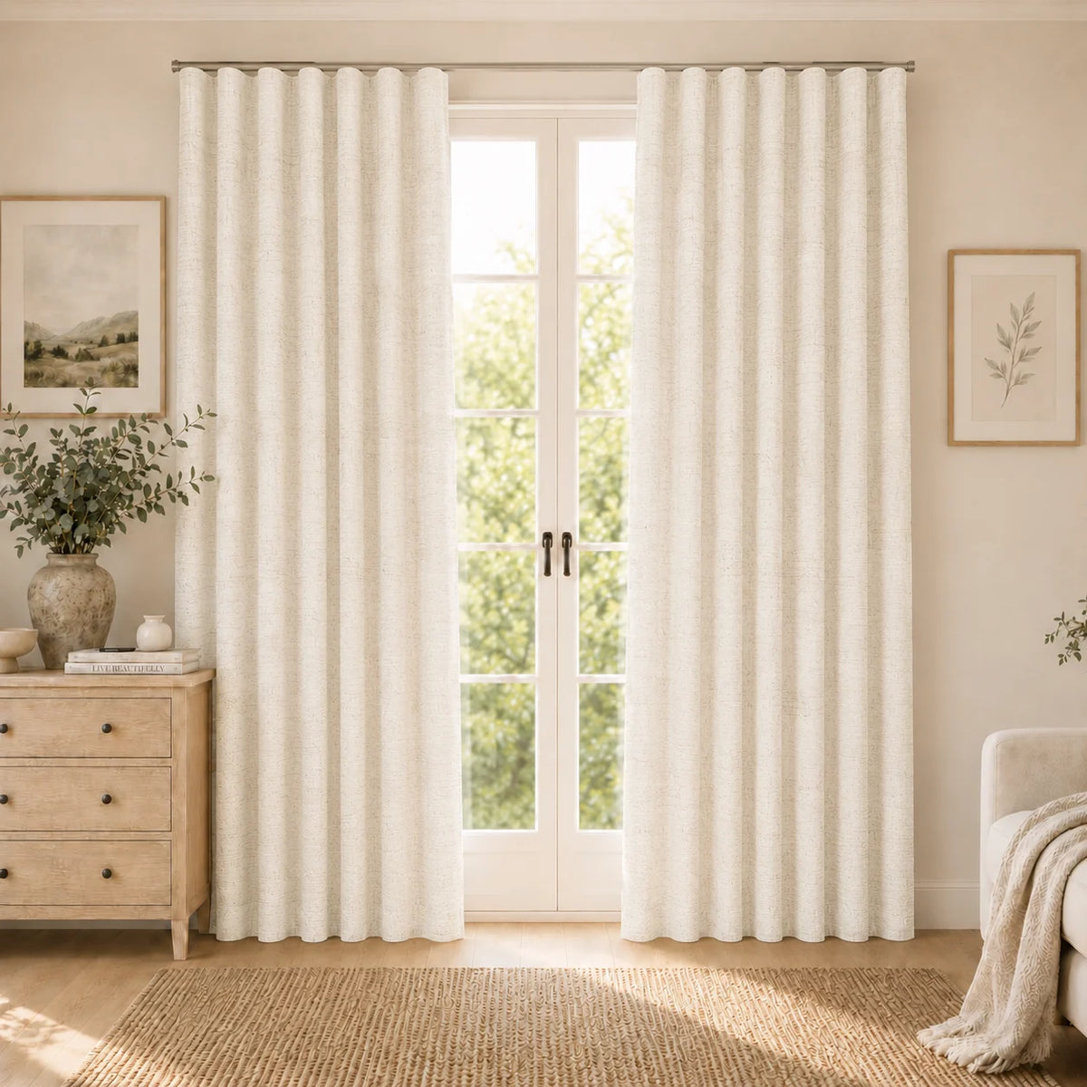 Aria 100% Linen Ripple Fold Curtain