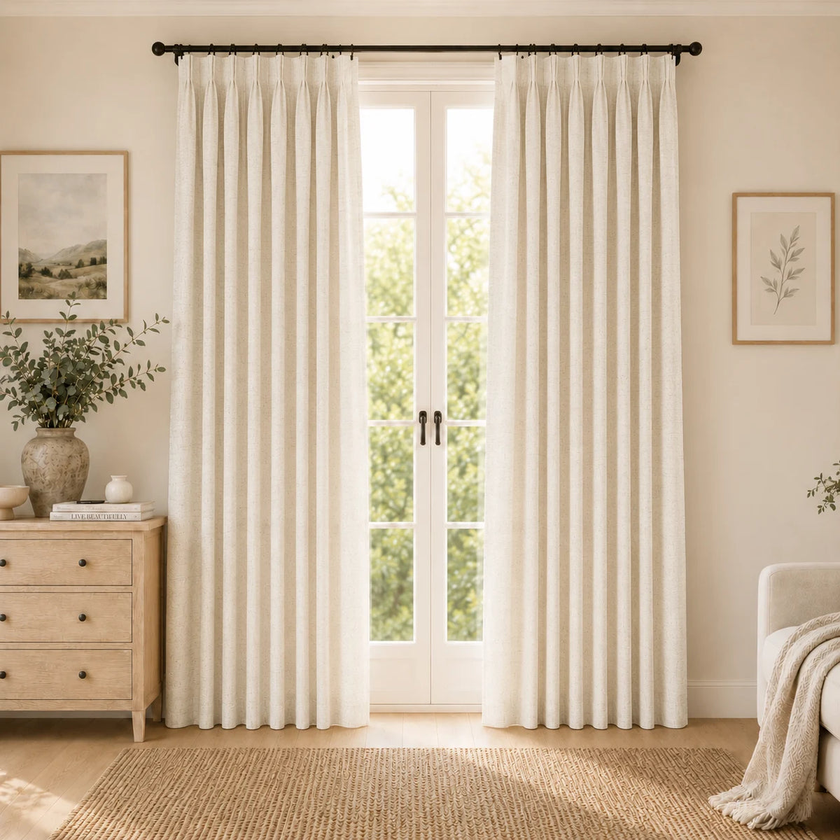 Aria 100% Linen Tailor Pleat Curtain
