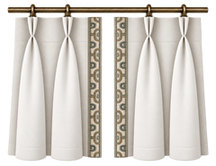 pinch pleat curtains framing a bright window in a neutral interior, under soft ambient light.
