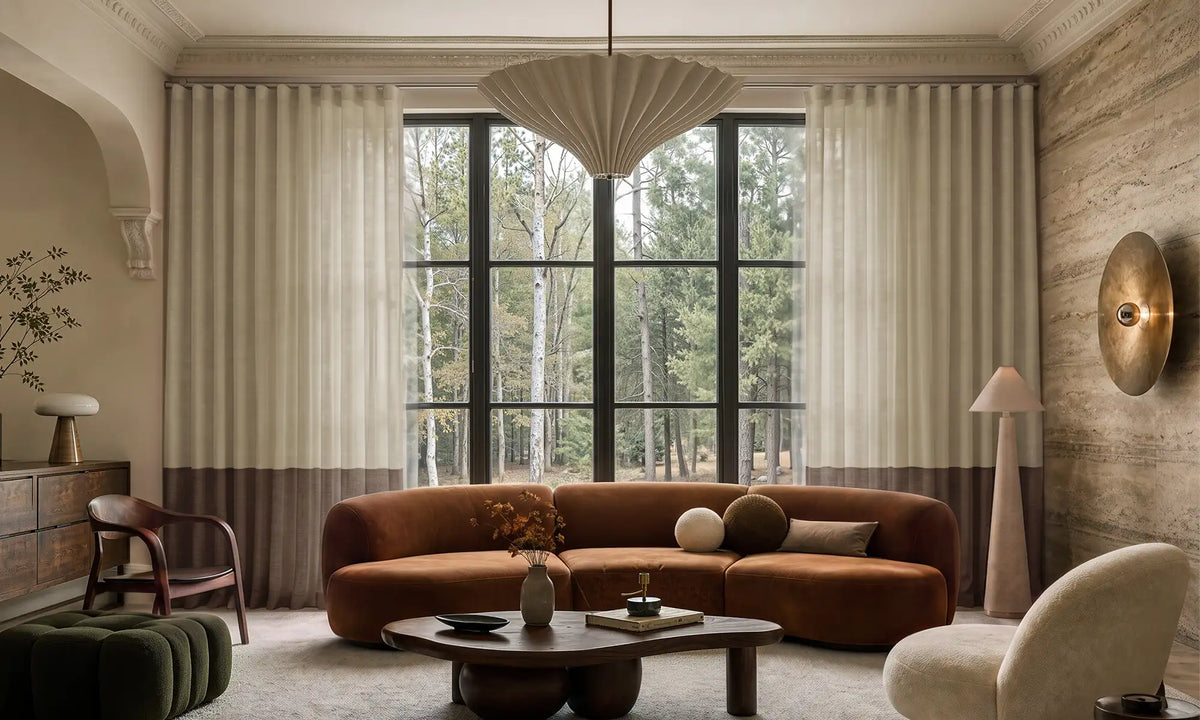 ripple fold curtains framing a bright window in a neutral interior, with the surface texture filling the frame.