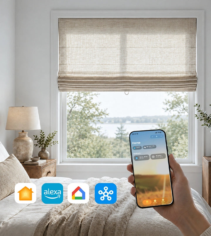 App control for motorized Roman shade