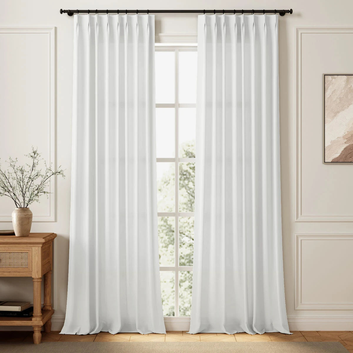 Livia Linen Cotton Blend Pinch Pleat Color Block Drapery (Sold per Pair)