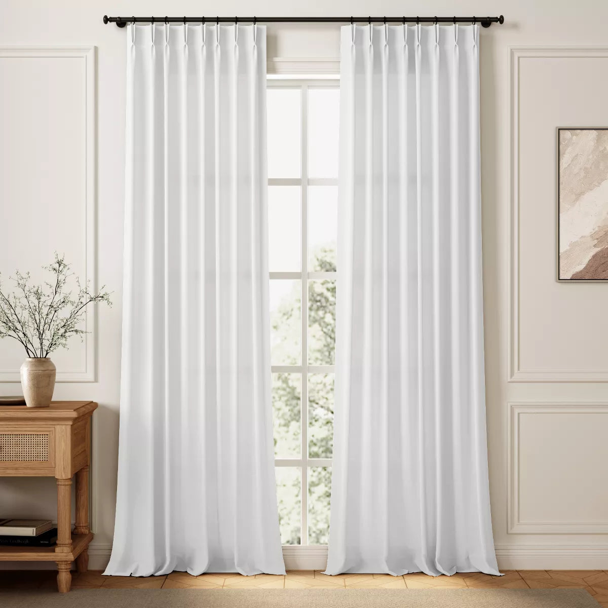 Livia Linen Cotton Blend French Pleat Color Block Drapery (Sold per Pair)