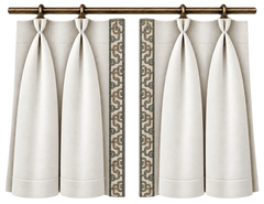 tailored pleat curtains framing a bright window in a neutral interior, with the construction clearly visible.