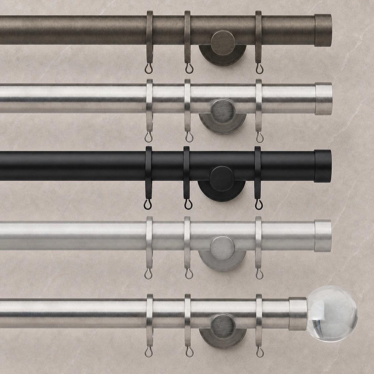 Tornas Steel Curtain Rod with Rings